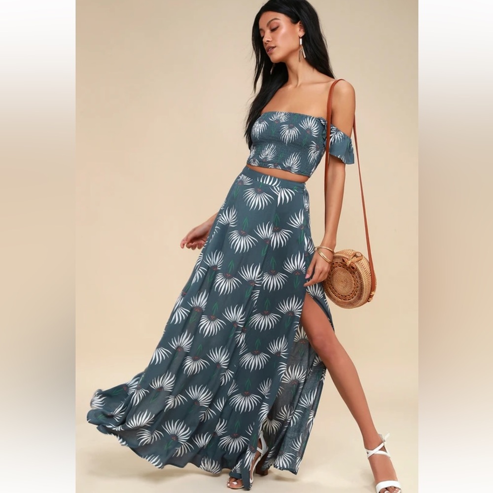 Lulu’s Trancoso Floral Print Two-Piece Maxi Dress